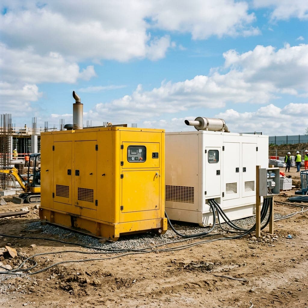 Grupos electrógenos industriales en una obra