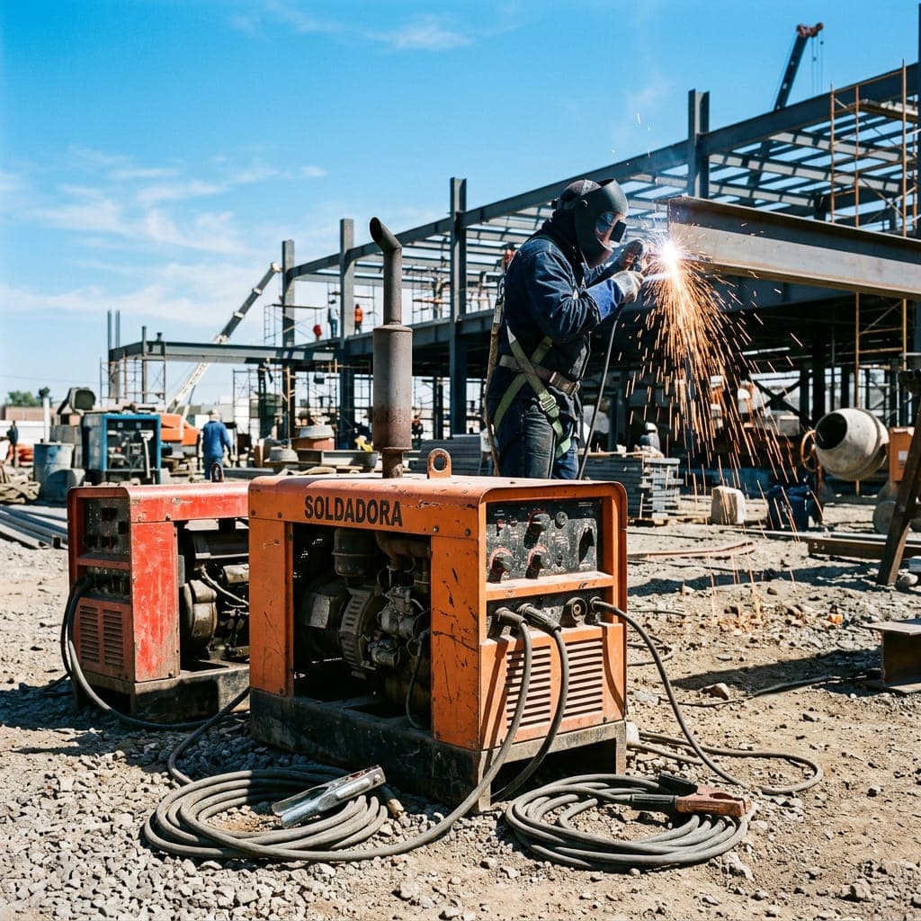 Soldadoras industriales en una obra